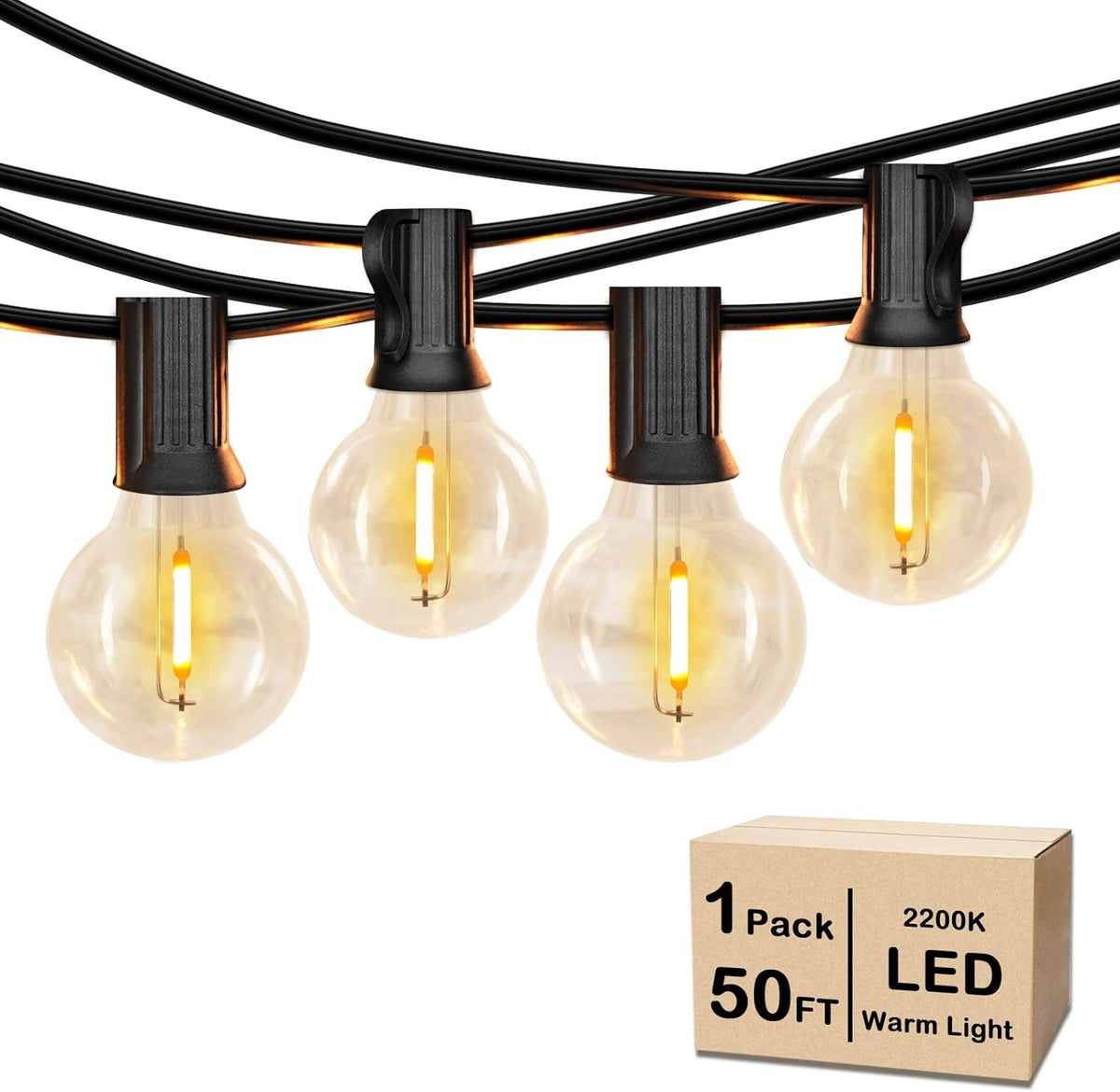50FT LED G40 Globe String Lights with 50+2 Dimmable Edison Bulbs