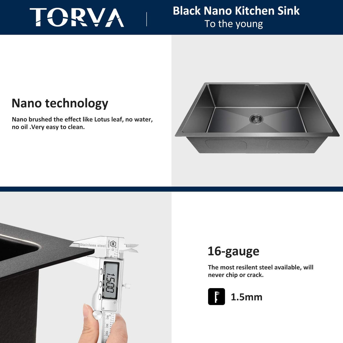 32 X 19 Inch Gloss Black Ceramic Coating with Nanotek Undermount Kitchen Sink,Pvd Coated Gunmetal Sink, 16 Gauge Stainless Steel Wet Bar or Prep Sinks Single Bowl, Dark Gray
