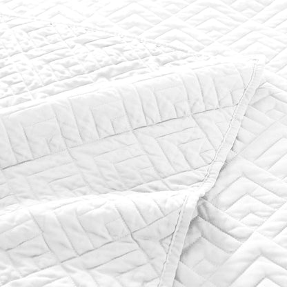 Quilt Set Queen Size Summer Squares Pattern White Bedspread