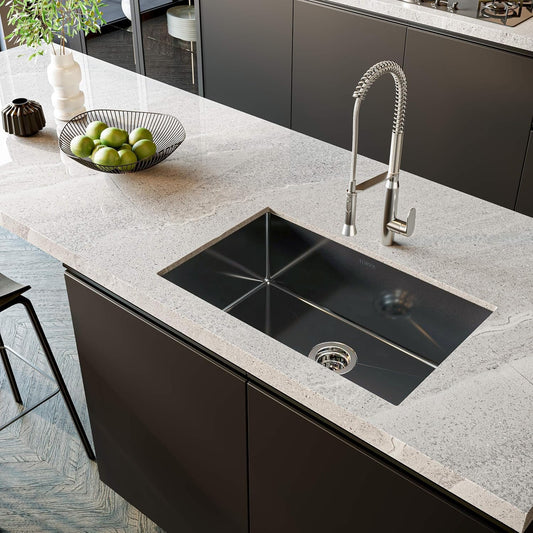 32 X 19 Inch Gloss Black Ceramic Coating with Nanotek Undermount Kitchen Sink,Pvd Coated Gunmetal Sink, 16 Gauge Stainless Steel Wet Bar or Prep Sinks Single Bowl, Dark Gray