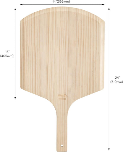 Wooden Pizza Peel, 16" L X 14" W, 24" Overall