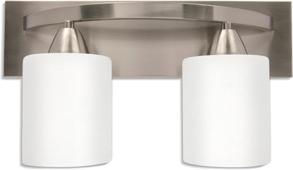 Bathroom Light Fixtures - 2 Lights, Oil-Rubbed Nickel Vanity Lights with Milk Glass Shades - Interior Lighting over Mirror - E26, 100W LED, Bulbs Not Included
