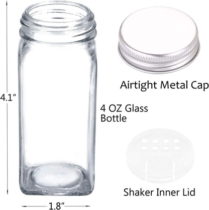 Spice Rack Organizer with 32 Glass Spice Jars and 396 Spice Labels