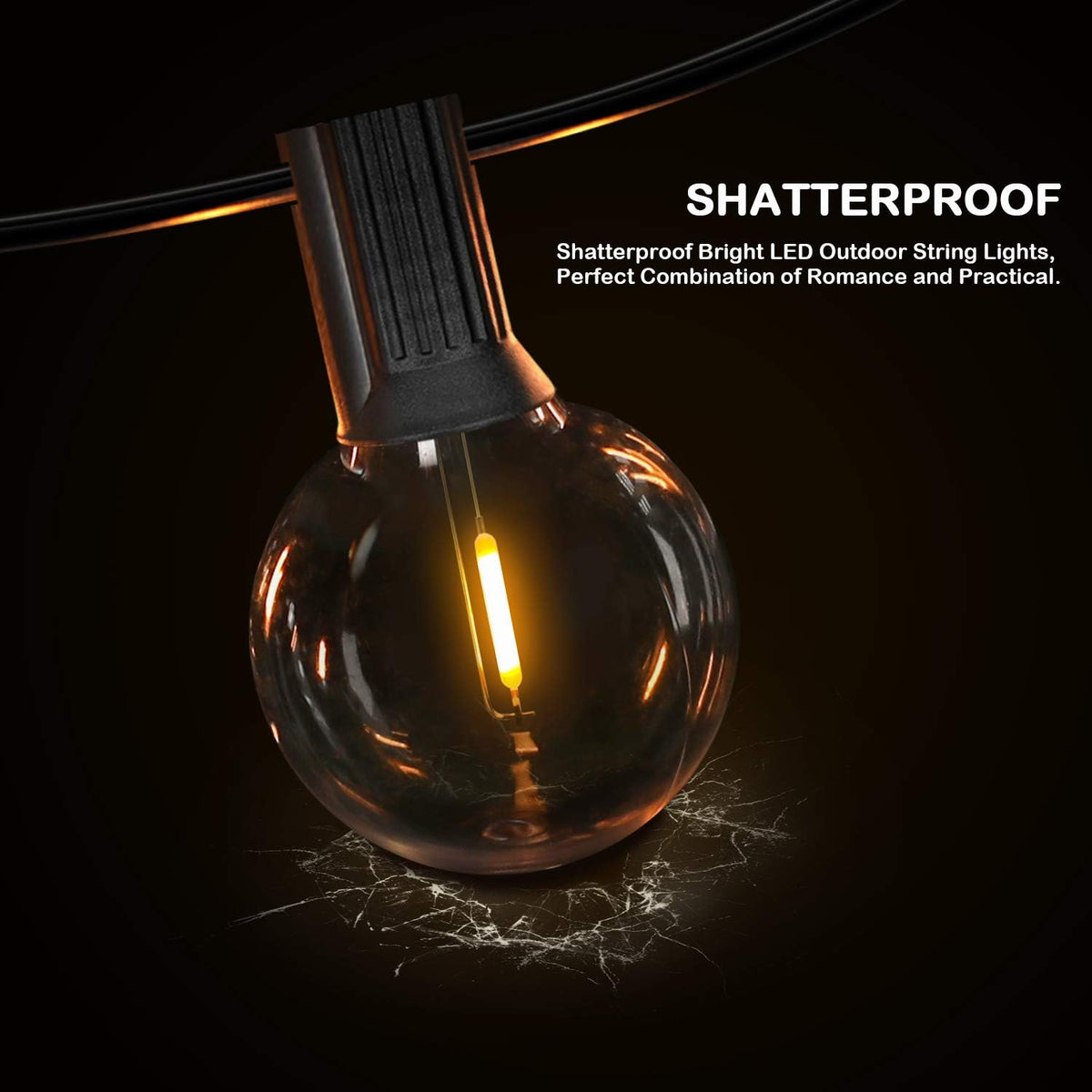 50FT LED G40 Globe String Lights with 50+2 Dimmable Edison Bulbs