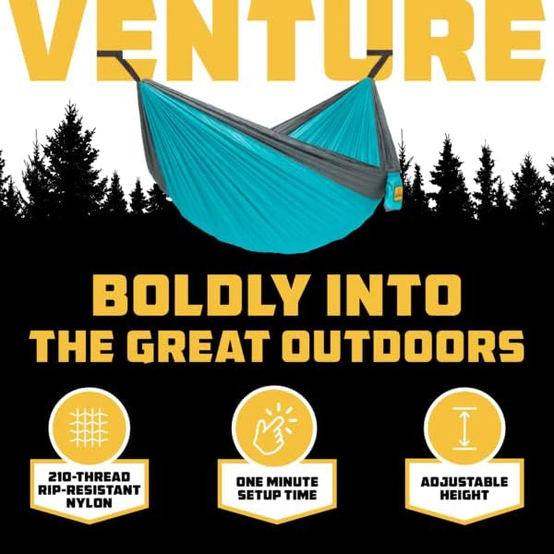 Camping Hammock – up to 500Lbs Portable Hammock with Tree Straps - Travel, Backpacking, Hiking, Outdoors Camping Gear - Single or Double