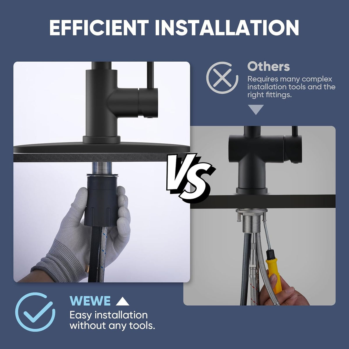 Black Kitchen Faucet with Pull down Sprayer, High Arc Bar Sink Faucet