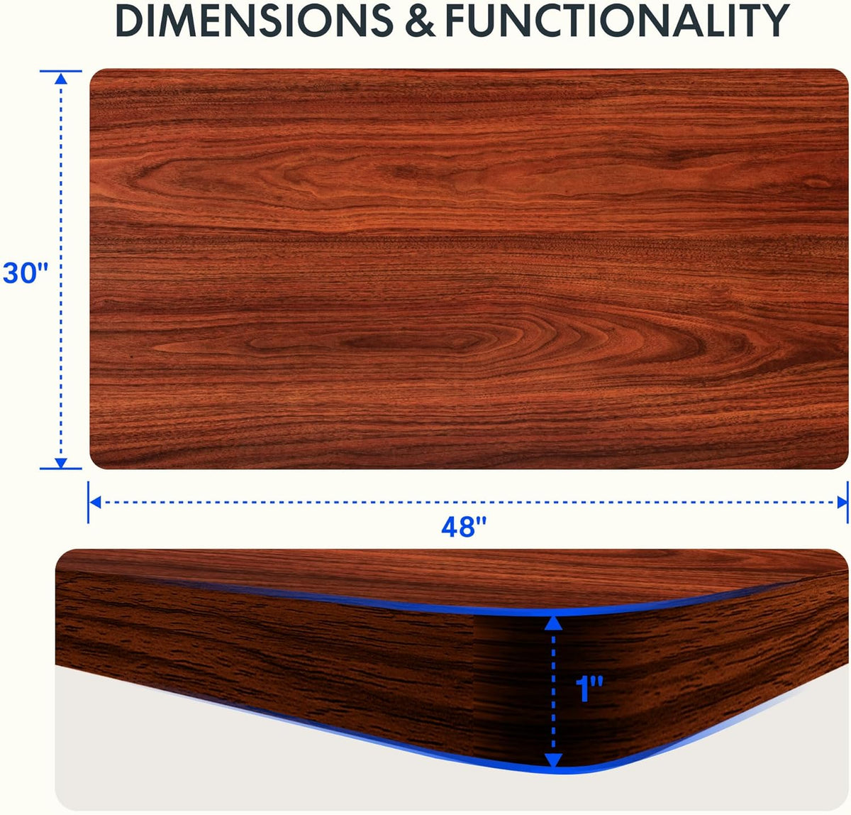 FLEXISPOT EN2 48"X30" Standing Desk with Power Strip Bundle, Mahogany