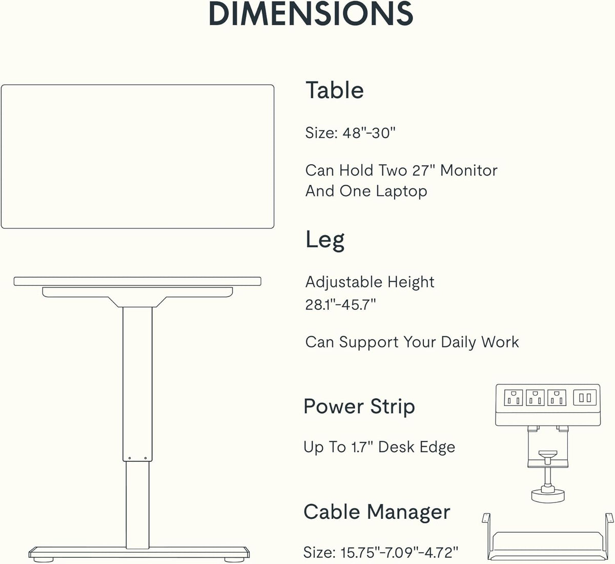 FLEXISPOT EN2 48"X30" Standing Desk with Power Strip Bundle, Mahogany