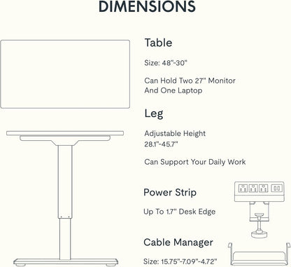 FLEXISPOT EN2 48"X30" Standing Desk with Power Strip Bundle, Mahogany