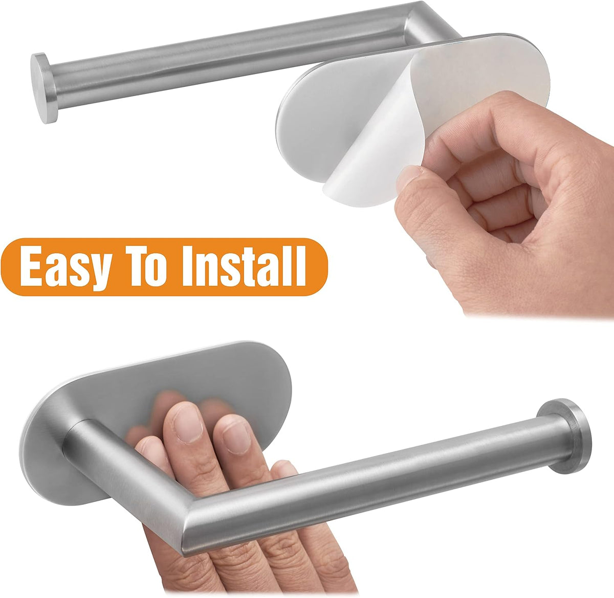 Stainless Steel Toilet Paper Holder, Self Adhesive, Rust Proof, Heavy Duty, for Bathroom