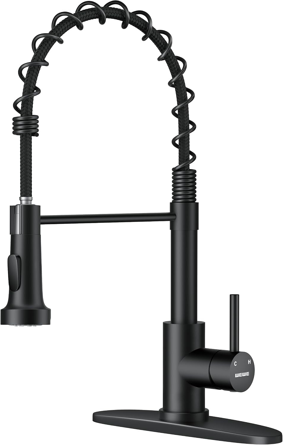 Black Kitchen Faucet with Pull down Sprayer, High Arc Bar Sink Faucet
