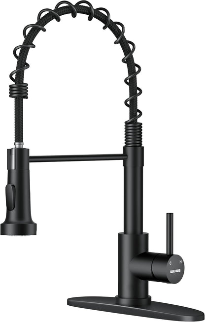 Black Kitchen Faucet with Pull down Sprayer, High Arc Bar Sink Faucet