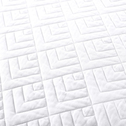 Quilt Set Queen Size Summer Squares Pattern White Bedspread