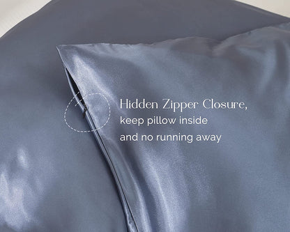 2 Pack Satin Pillowcase, for Hair and Skin with Zipper