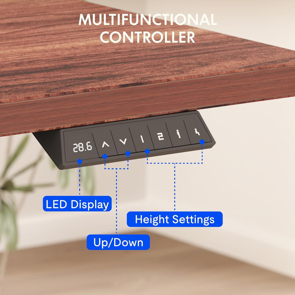 FLEXISPOT EN2 48"X30" Standing Desk with Power Strip Bundle, Mahogany