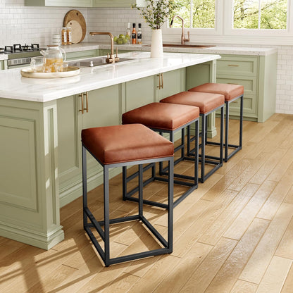 Counter Height Bar Stools Set of 2, Kitchen Backless Barstools